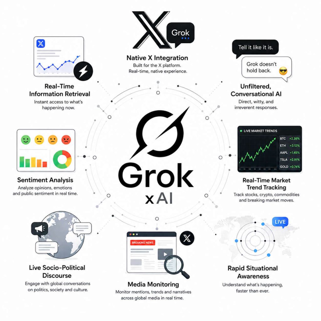 Grok AI model by xAI for real-time information from X