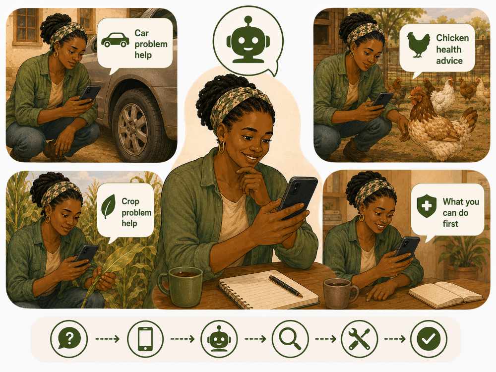 AI helper answering everyday questions on a phone