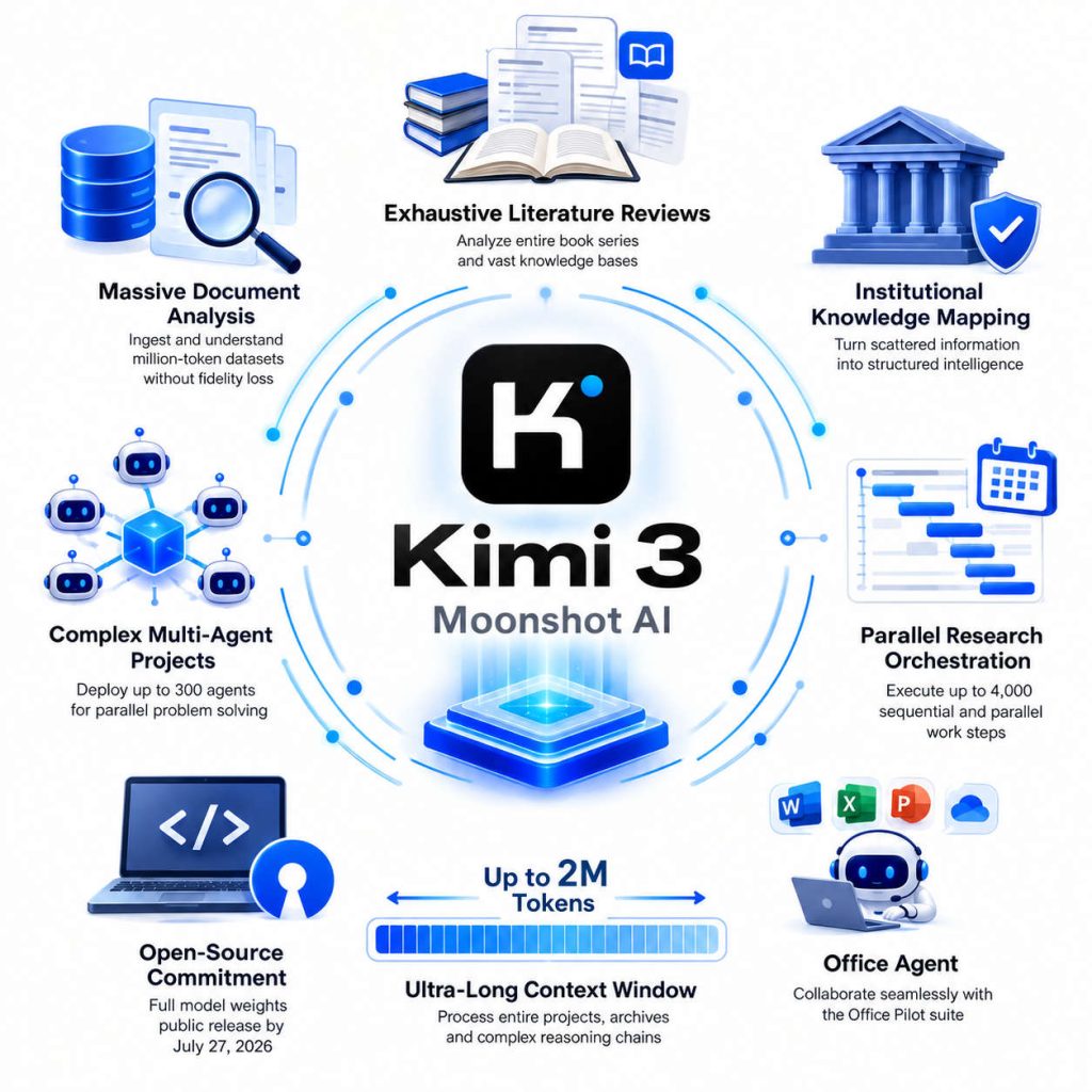 Kimi K3 by Moonshot AI, a large-context AI model