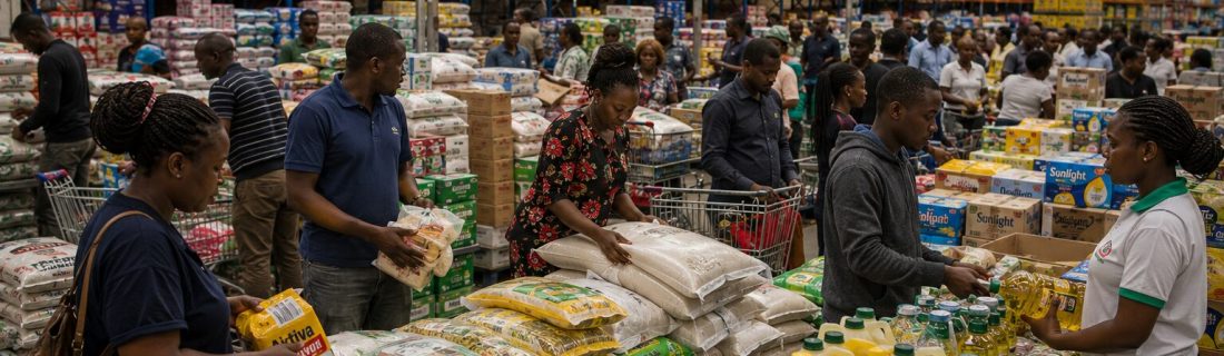 People Buying In Wholesale And Retail Supermarket